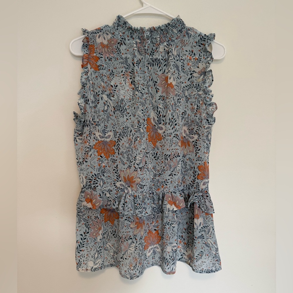 Hayden blue floral ruffle top
